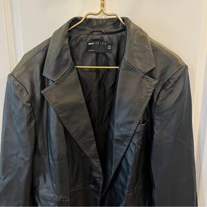 ASOS Design NWT Geuine Black Leather Trench Jacket